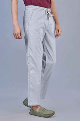 Stylish Sky Blue| L&C Casual Lowers in Linen Blend | Linen Slub | Relax Fit Design with 4 Pockets and Drawstring