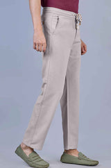 Stylish Taupe| L&C Casual Lowers in Polyester Linen Look Dobby | Relax Fit Design with 4 Pockets and Drawstring