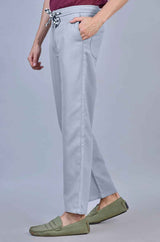 Grey| Linen Look Dobby | Polyester Casual Lowers by L&C | Relax Fit Fit With 4 Pockets and Drawstring