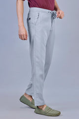 Grey| Linen Look Dobby | Polyester Casual Lowers by L&C | Relax Fit Fit With 4 Pockets and Drawstring