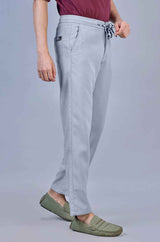 Grey| Linen Look Dobby | Polyester Casual Lowers by L&C | Relax Fit Fit With 4 Pockets and Drawstring