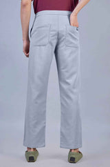 Grey| Linen Look Dobby | Polyester Casual Lowers by L&C | Relax Fit Fit With 4 Pockets and Drawstring