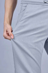 Grey| Linen Look Dobby | Polyester Casual Lowers by L&C | Relax Fit Fit With 4 Pockets and Drawstring