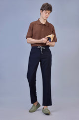 Stylish Navy | L&C Casual Lowers in Polyester Linen Look Dobby | Relax Fit Design with 4 Pockets and Drawstring