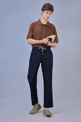 Stylish Navy | L&C Casual Lowers in Polyester Linen Look Dobby | Relax Fit Design with 4 Pockets and Drawstring