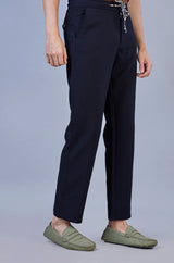 Stylish Navy | L&C Casual Lowers in Polyester Linen Look Dobby | Relax Fit Design with 4 Pockets and Drawstring