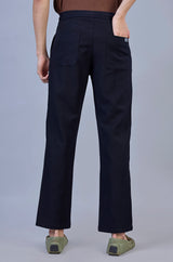 Stylish Navy | L&C Casual Lowers in Polyester Linen Look Dobby | Relax Fit Design with 4 Pockets and Drawstring