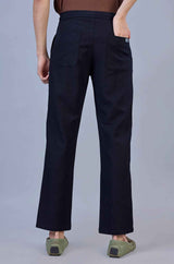 Stylish Navy | L&C Casual Lowers in Polyester Linen Look Dobby | Relax Fit Design with 4 Pockets and Drawstring