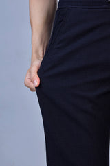 Stylish Navy | L&C Casual Lowers in Polyester Linen Look Dobby | Relax Fit Design with 4 Pockets and Drawstring