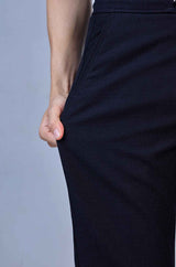 Stylish Navy | L&C Casual Lowers in Polyester Linen Look Dobby | Relax Fit Design with 4 Pockets and Drawstring