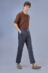 L&C Men's Grey | Linen Slub | Linen Blend | Casual Lowers | Relax Fit  With 4 Pockets and Drawstring