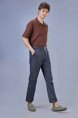 L&C Men's Grey | Linen Slub | Linen Blend | Casual Lowers | Relax Fit With 4 Pockets and Drawstring