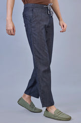 L&C Men's Grey | Linen Slub | Linen Blend | Casual Lowers | Relax Fit  With 4 Pockets and Drawstring