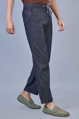 L&C Men's Grey | Linen Slub | Linen Blend | Casual Lowers | Relax Fit With 4 Pockets and Drawstring