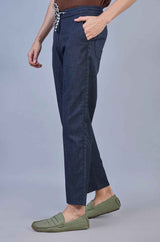 Cool Navy | Linen Slub | Linen Blend | Casual Lowers by L&C | Relax Fit with 4 Pockets and Drawstring