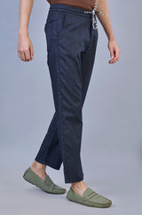 Cool Navy | Linen Slub | Linen Blend | Casual Lowers by L&C | Relax Fit with 4 Pockets and Drawstring