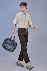 Stylish Brown L&C Casual Lowers in Linen Blend | Linen Slub | Relax Fit Design with 4 Pockets and Drawstring