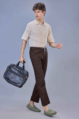 Stylish Brown L&C Casual Lowers in Linen Blend | Linen Slub | Relax Fit Design with 4 Pockets and Drawstring