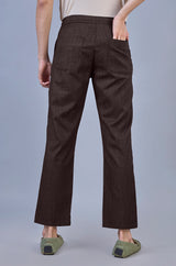 Stylish Brown L&C Casual Lowers in Linen Blend | Linen Slub | Relax Fit Design with 4 Pockets and Drawstring