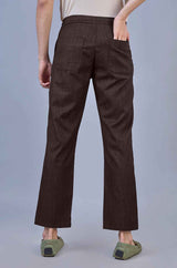 Stylish Brown L&C Casual Lowers in Linen Blend | Linen Slub | Relax Fit Design with 4 Pockets and Drawstring