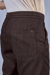 Stylish Brown L&C Casual Lowers in Linen Blend | Linen Slub | Relax Fit Design with 4 Pockets and Drawstring