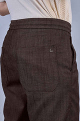 Stylish Brown L&C Casual Lowers in Linen Blend | Linen Slub | Relax Fit Design with 4 Pockets and Drawstring