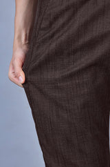 Stylish Brown L&C Casual Lowers in Linen Blend | Linen Slub | Relax Fit Design with 4 Pockets and Drawstring