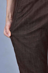 Stylish Brown L&C Casual Lowers in Linen Blend | Linen Slub | Relax Fit Design with 4 Pockets and Drawstring