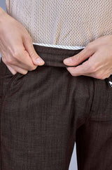 Stylish Brown L&C Casual Lowers in Linen Blend | Linen Slub | Relax Fit Design with 4 Pockets and Drawstring