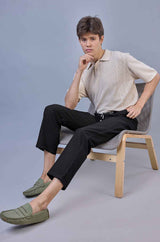 L&C Men's Black | Linen Look Dobby |Polyester | Casual Lowers | Relax Fit Comfort | With 4 Pockets