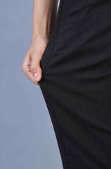 L&C Men's Black | Linen Look Dobby |Polyester | Casual Lowers | Relax Fit Comfort | With 4 Pockets