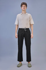 L&C Men's Black | Linen Slub | Linen Blend | Casual Lowers | Relax Fit with 4 pockets and Drawstring