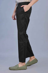 L&C Men's Black | Linen Slub | Linen Blend | Casual Lowers | Relax Fit with 4 pockets and Drawstring