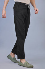 L&C Men's Black | Linen Slub | Linen Blend | Casual Lowers | Relax Fit with 4 pockets and Drawstring