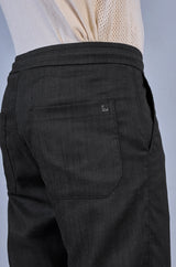 L&C Men's Black | Linen Slub | Linen Blend | Casual Lowers | Relax Fit with 4 pockets and Drawstring