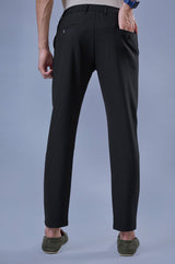 L&C Black Regular Fit Ankle Length Formal/Casual Pants For Men | Lined | Polyester Viscose Blend