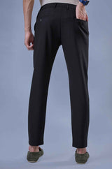 L&C Black Regular Fit Ankle Length Formal/Casual Pants For Men | Lined | Polyester Viscose Blend