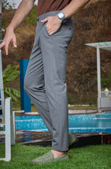 L&C Grey Regular Fit Ankle Length Formal/Casual Pants For Men | Lined | Polyester Viscose Blend