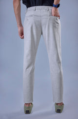 L&C Light Grey Regular Fit Ankle Length Formal/Casual Pants For Men | Lined | Polyester Viscose Blend