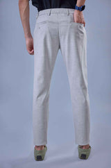 L&C Light Grey Regular Fit Ankle Length Formal/Casual Pants For Men | Lined | Polyester Viscose Blend