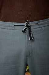 L&C Men's Stone Cotton Dobby Casual Lowers | Comfort Fit