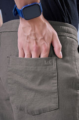 L&C Men's Dark Grey Cotton Dobby Casual Lowers | Comfort Fit