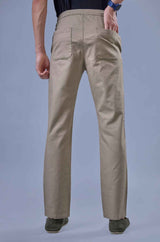 L&C Men's Khaki Cotton Dobby Casual Lowers | Comfort Fit