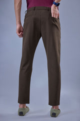 L&C Brown Lined Regular Fit Ankle Length Formal/Casual Pants For Men | Polyester Viscose Blend