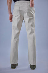 L&C Men's Beige Cotton Dobby Casual Lowers | Comfort Fit