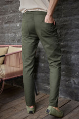 L&C Men's Olive Cotton Dobby Casual Lowers | Comfort Fit