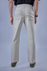 L&C Men's Light Grey Cotton Dobby Casual Lowers | Comfort Fit