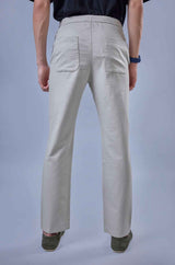 L&C Men's Light Grey Cotton Dobby Casual Lowers | Comfort Fit