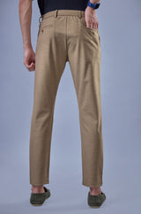 L&C Khaki Regular Fit Ankle Length Formal/Casual Pants For Men | Lined | Polyester Viscose Blend