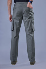 L&C Men's Stone Cotton Dobby Cargo Pants | Comfort Fit